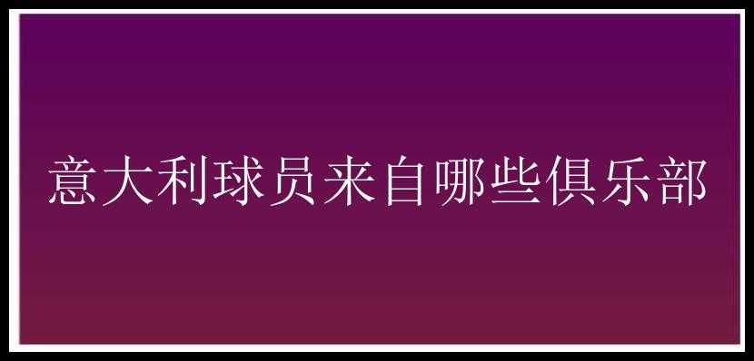 意大利球员来自哪些俱乐部