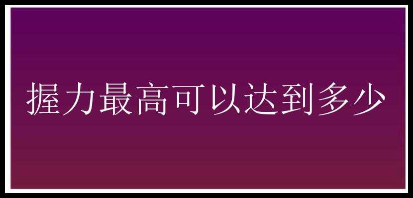 握力最高可以达到多少