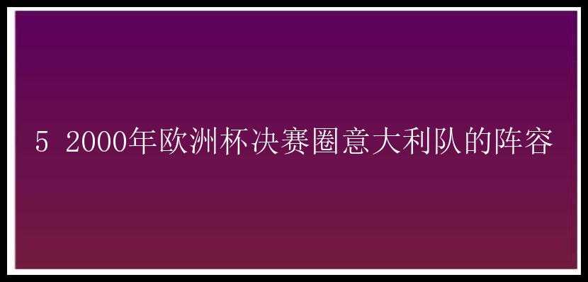 5 2000年欧洲杯决赛圈意大利队的阵容