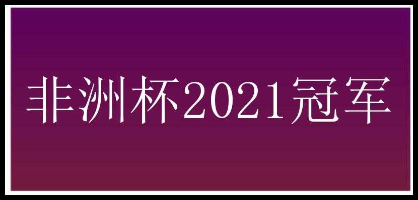 非洲杯2021冠军