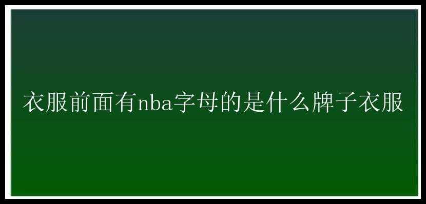 衣服前面有nba字母的是什么牌子衣服