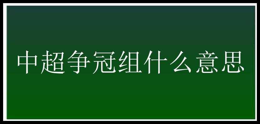 中超争冠组什么意思