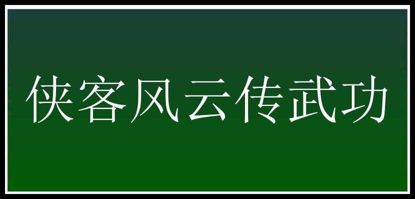 侠客风云传武功