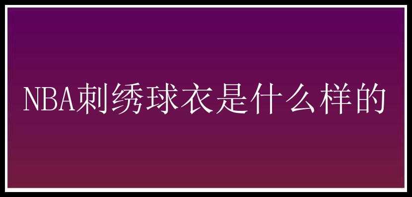 NBA刺绣球衣是什么样的