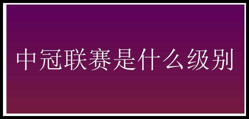 中冠联赛是什么级别