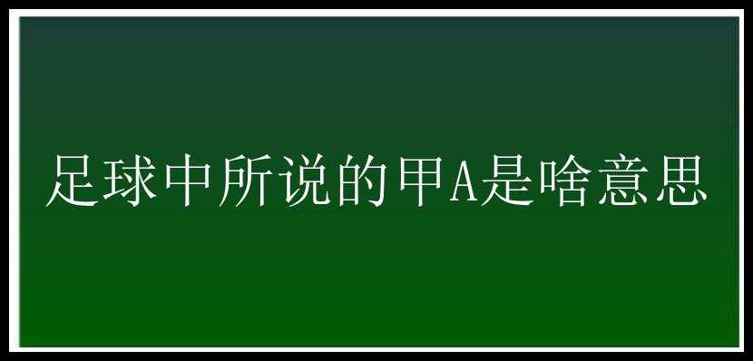 足球中所说的甲A是啥意思