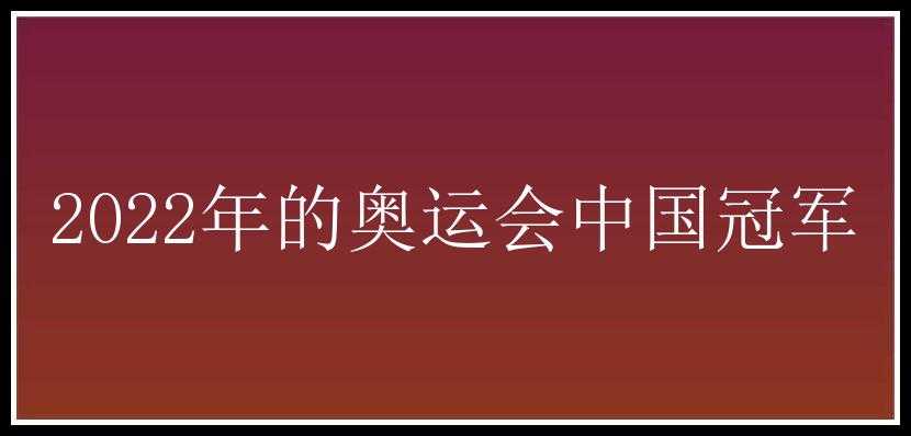 2022年的奥运会中国冠军