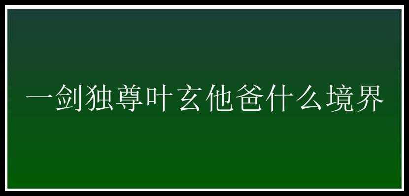 一剑独尊叶玄他爸什么境界