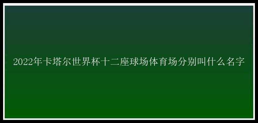 2022年卡塔尔世界杯十二座球场体育场分别叫什么名字