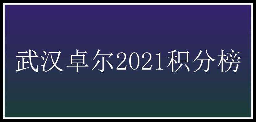 武汉卓尔2021积分榜