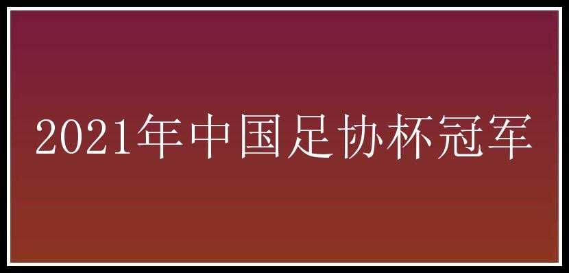 2021年中国足协杯冠军