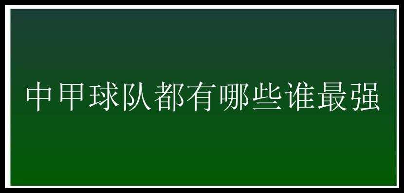 中甲球队都有哪些谁最强