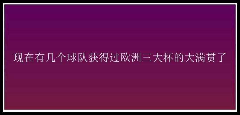 现在有几个球队获得过欧洲三大杯的大满贯了