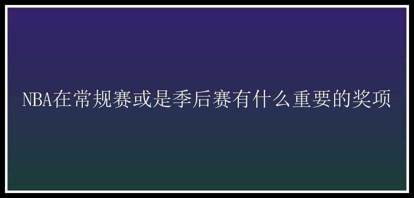 NBA在常规赛或是季后赛有什么重要的奖项