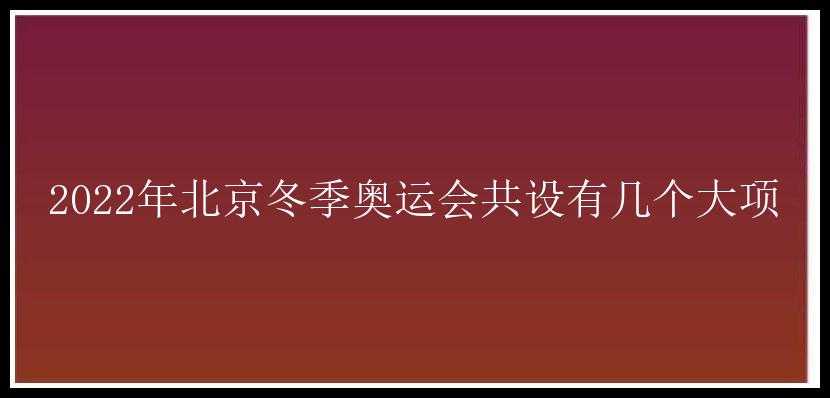 2022年北京冬季奥运会共设有几个大项