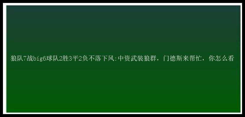 狼队7战big6球队2胜3平2负不落下风:中资武装狼群，门德斯来帮忙，你怎么看