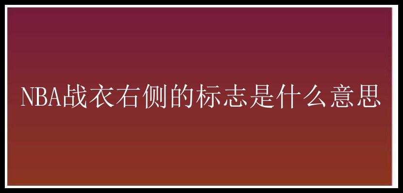 NBA战衣右侧的标志是什么意思