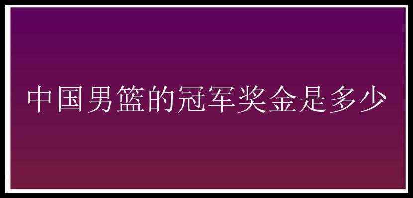 中国男篮的冠军奖金是多少