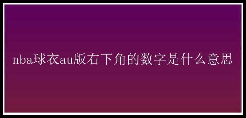 nba球衣au版右下角的数字是什么意思