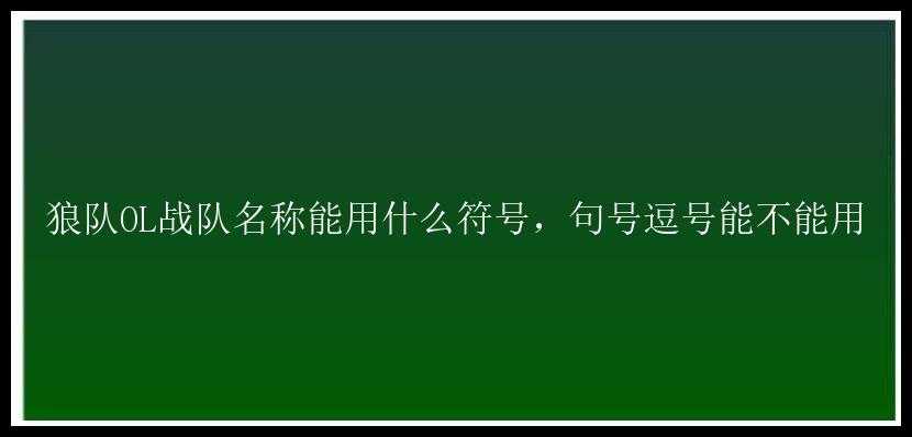 狼队OL战队名称能用什么符号，句号逗号能不能用