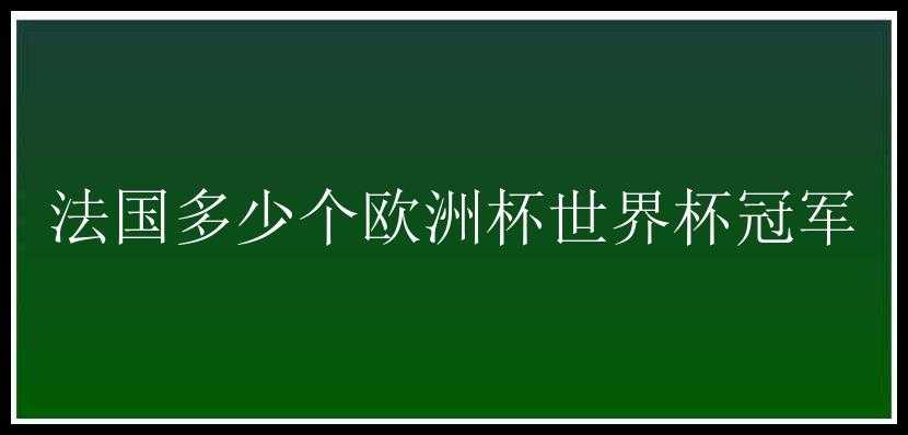 法国多少个欧洲杯世界杯冠军