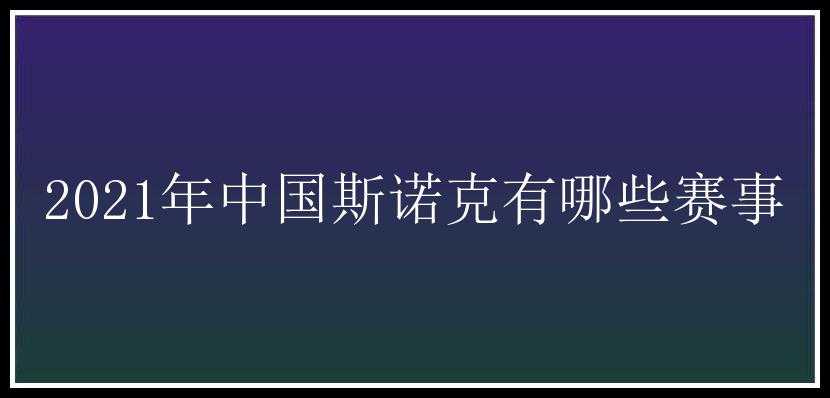 2021年中国斯诺克有哪些赛事