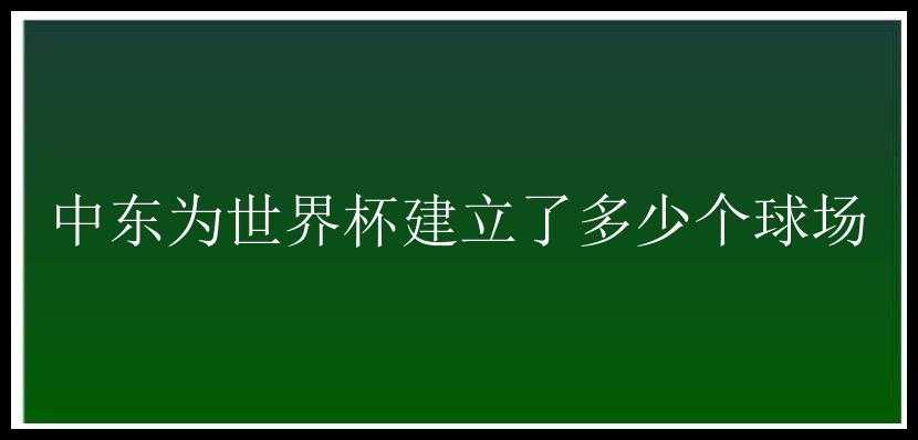 中东为世界杯建立了多少个球场