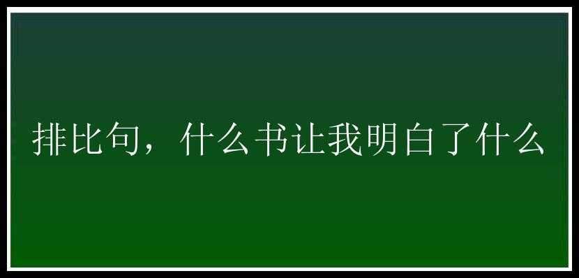 排比句，什么书让我明白了什么