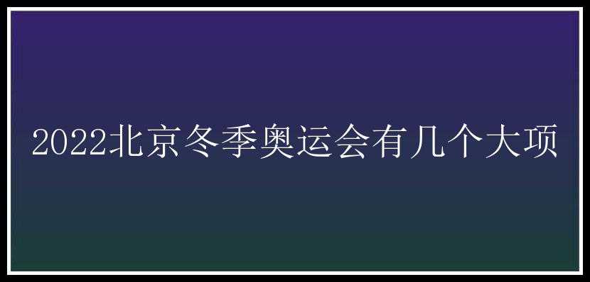 2022北京冬季奥运会有几个大项