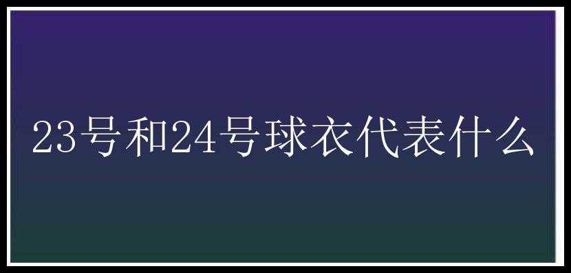 23号和24号球衣代表什么