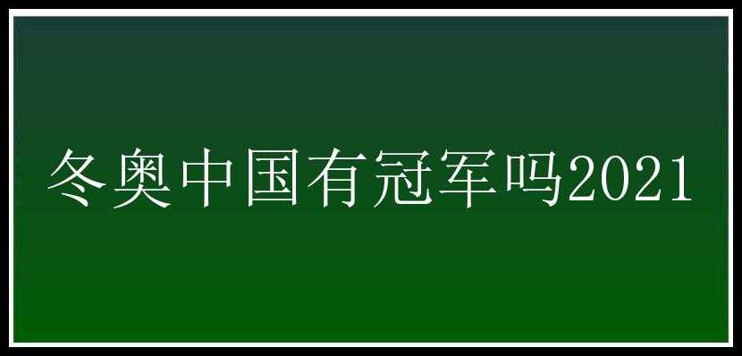 冬奥中国有冠军吗2021