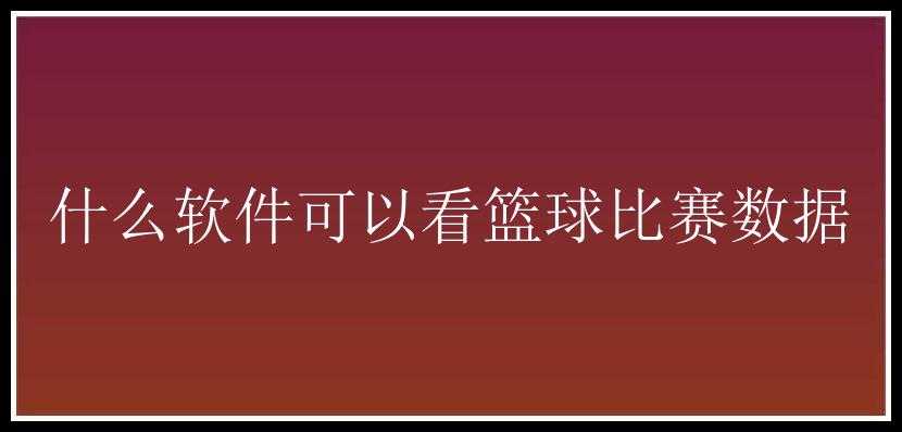 什么软件可以看篮球比赛数据