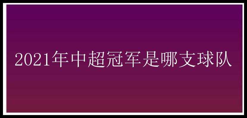 2021年中超冠军是哪支球队