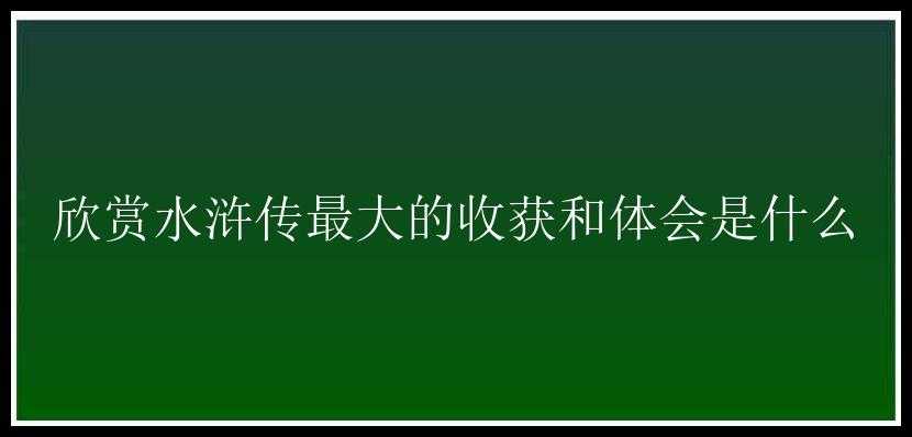 欣赏水浒传最大的收获和体会是什么