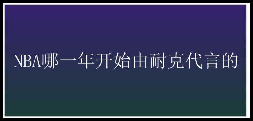 NBA哪一年开始由耐克代言的