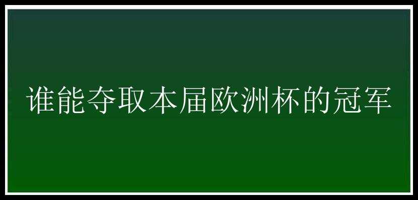 谁能夺取本届欧洲杯的冠军