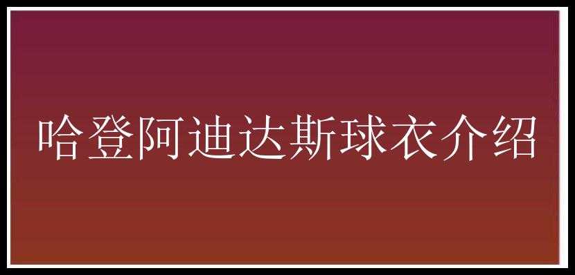 哈登阿迪达斯球衣介绍