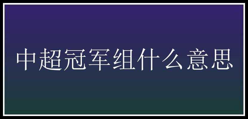 中超冠军组什么意思