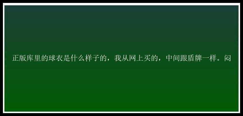 正版库里的球衣是什么样子的，我从网上买的，中间跟盾牌一样。闷