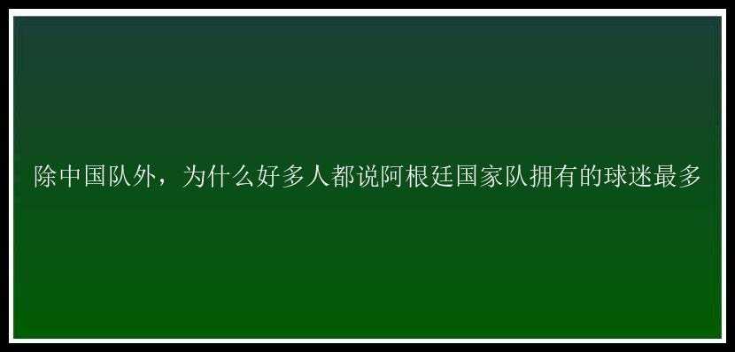 除中国队外，为什么好多人都说阿根廷国家队拥有的球迷最多