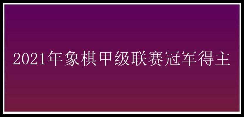 2021年象棋甲级联赛冠军得主