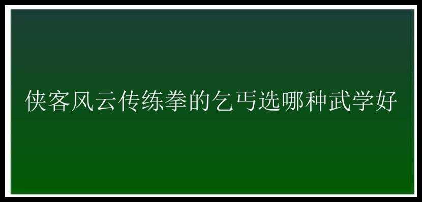 侠客风云传练拳的乞丐选哪种武学好