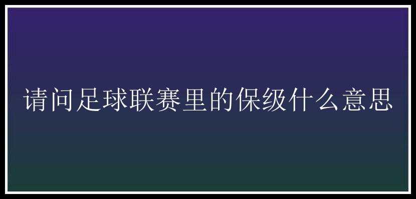 请问足球联赛里的保级什么意思