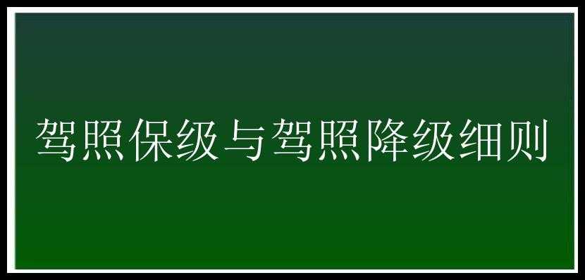 驾照保级与驾照降级细则