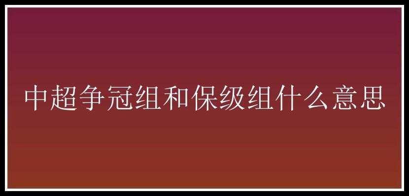 中超争冠组和保级组什么意思