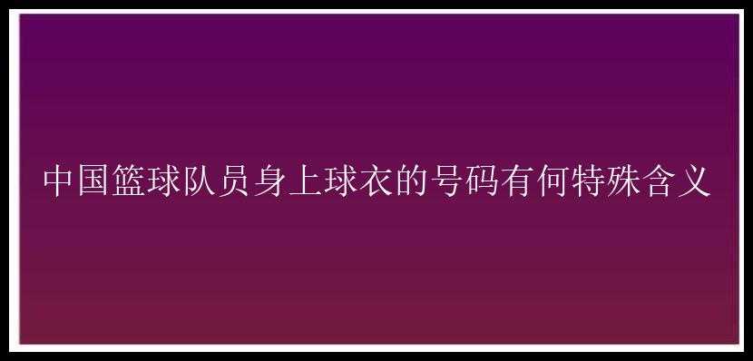 中国篮球队员身上球衣的号码有何特殊含义