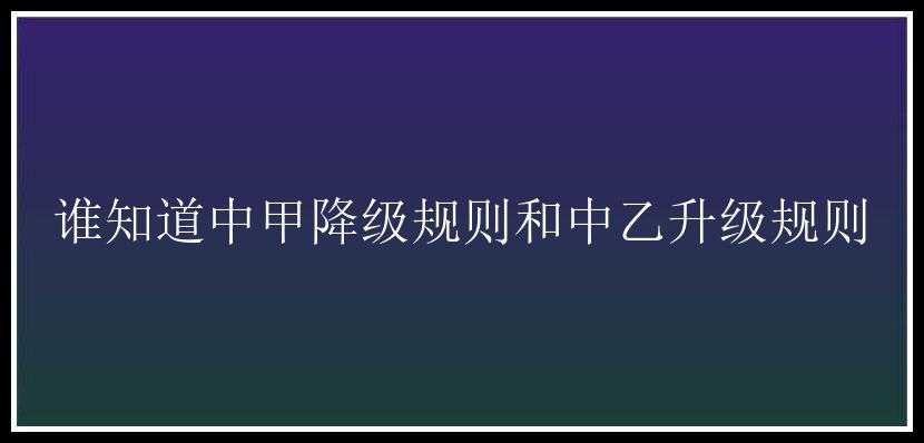 谁知道中甲降级规则和中乙升级规则