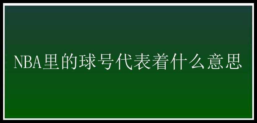 NBA里的球号代表着什么意思