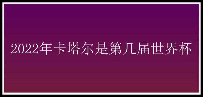 2022年卡塔尔是第几届世界杯