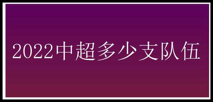 2022中超多少支队伍